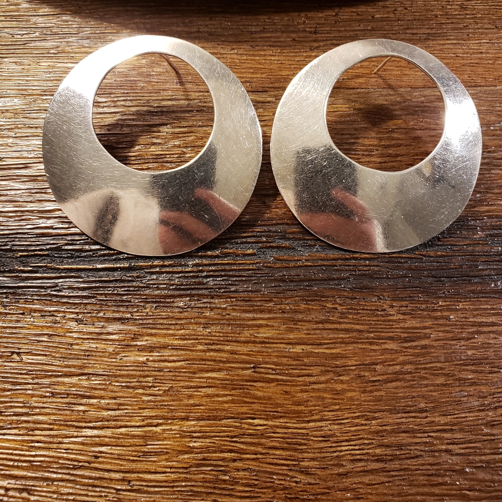 Vintage Sterling Silver Large Round Earings